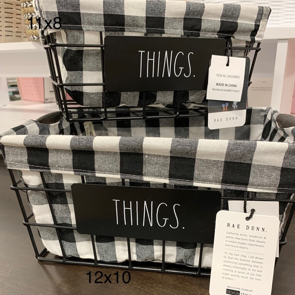 Rae Dunn buffalo plaid things basket